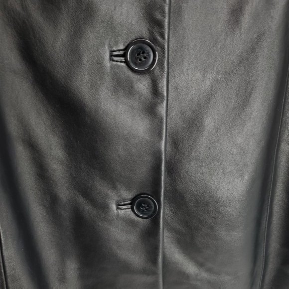 Colebrook 90s-Style Long Line 100% Leather Jacket L Black - Picture 6 of 16